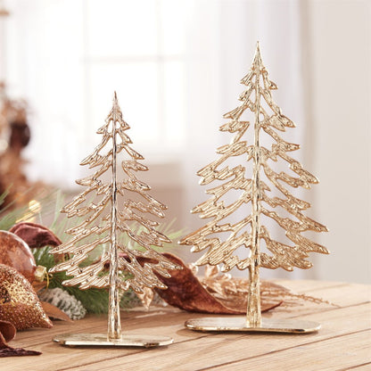 Set of Two Gold Aluminum Tabletop Sculpture HomeRoots