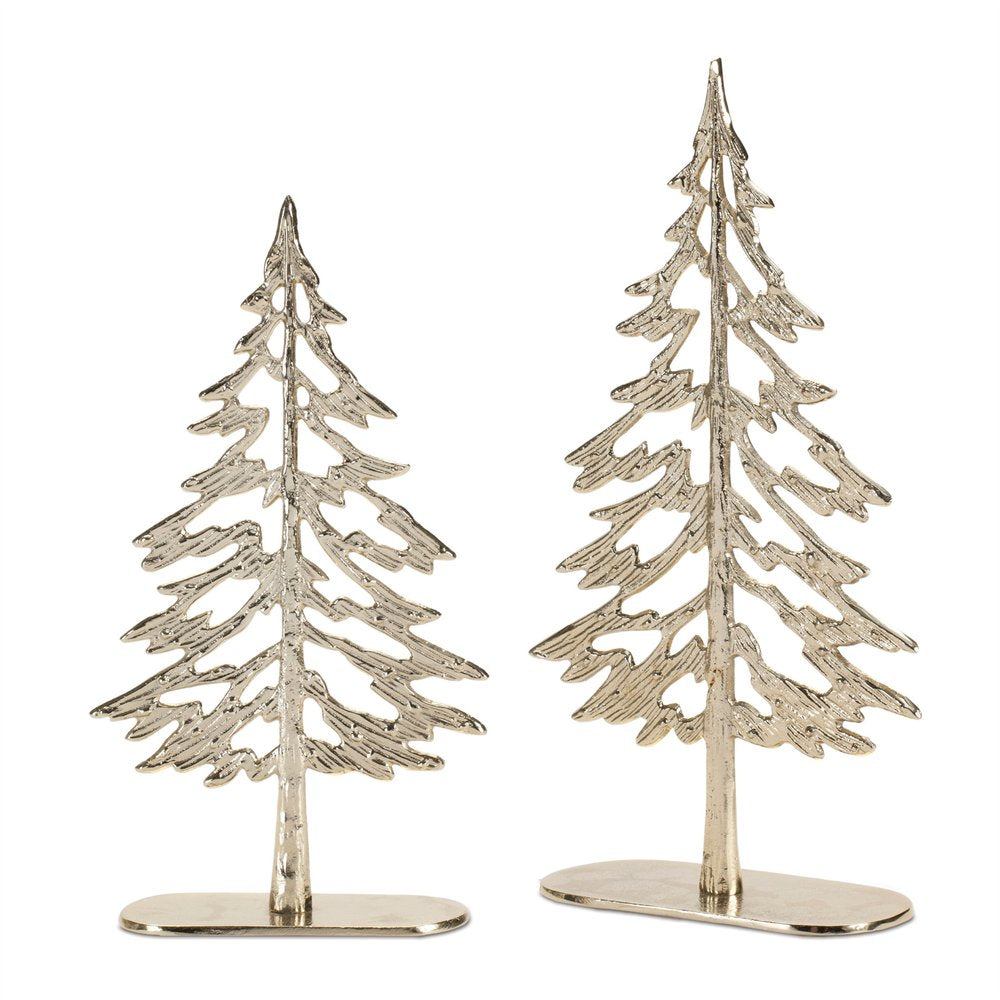 Set of Two Gold Aluminum Tabletop Sculpture HomeRoots