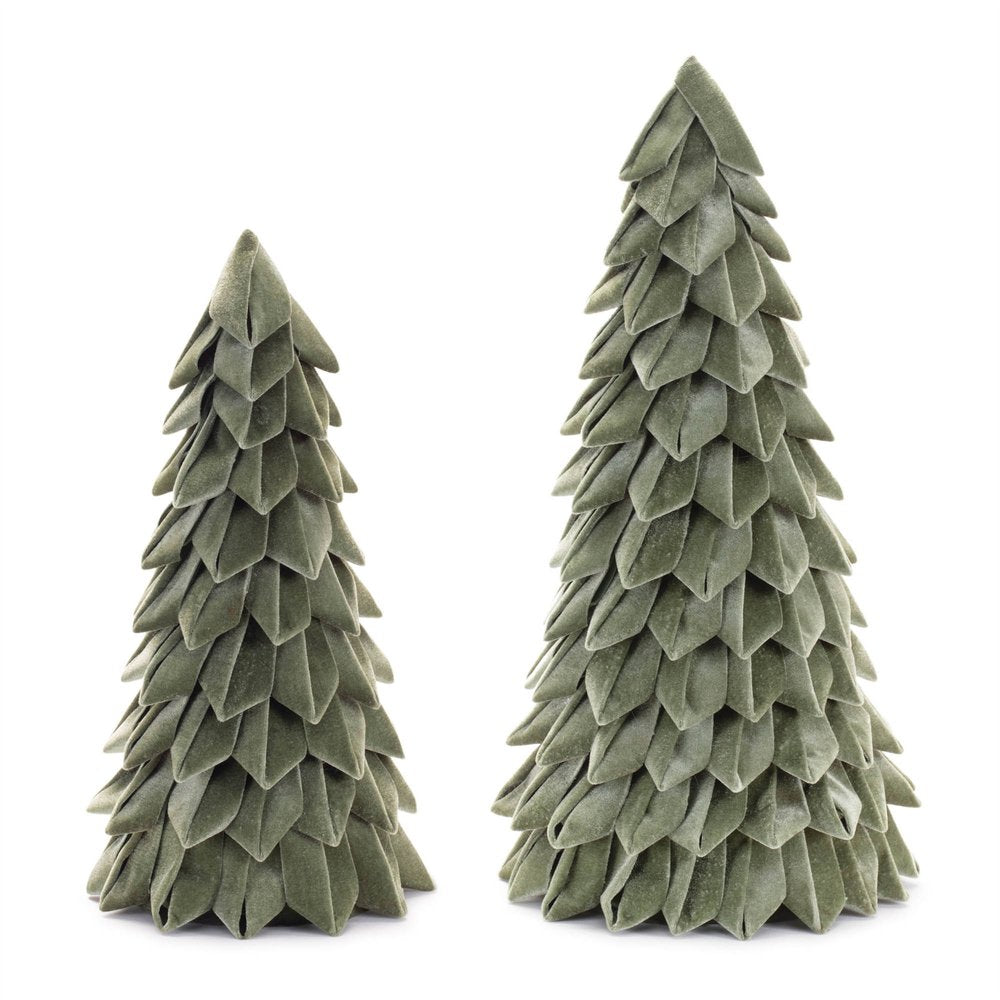 Set of Two Green Fabric Trees Tabletop Sculpture HomeRoots