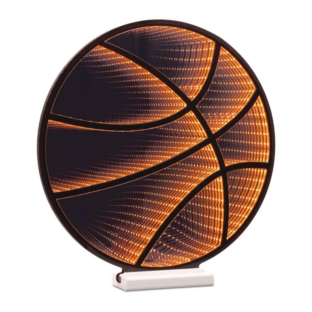 17" Black And Orange Acrylic Basketball Tabletop Sign with LED HomeRoots