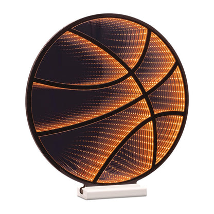 17" Black And Orange Acrylic Basketball Tabletop Sign with LED HomeRoots