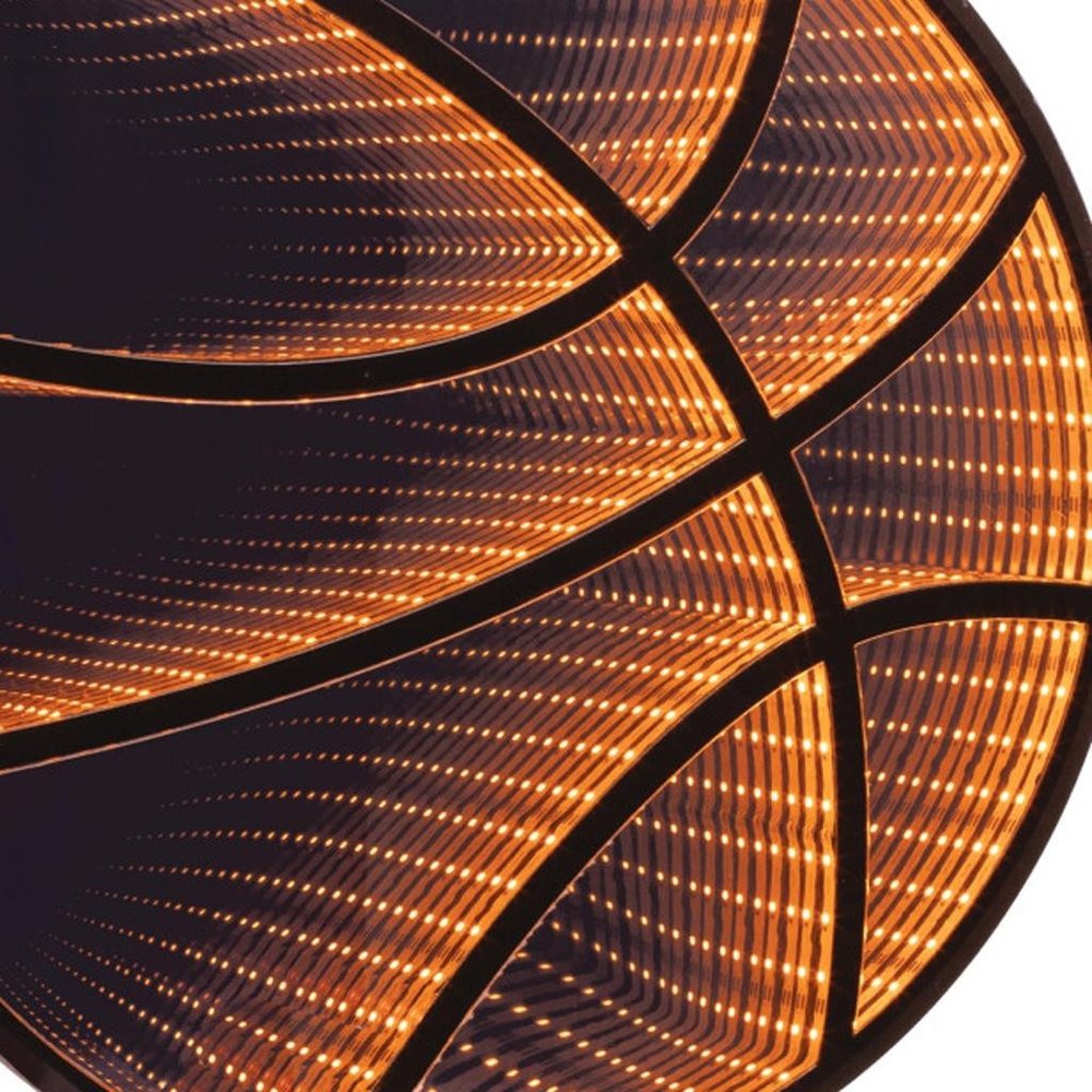 17" Black And Orange Acrylic Basketball Tabletop Sign with LED HomeRoots