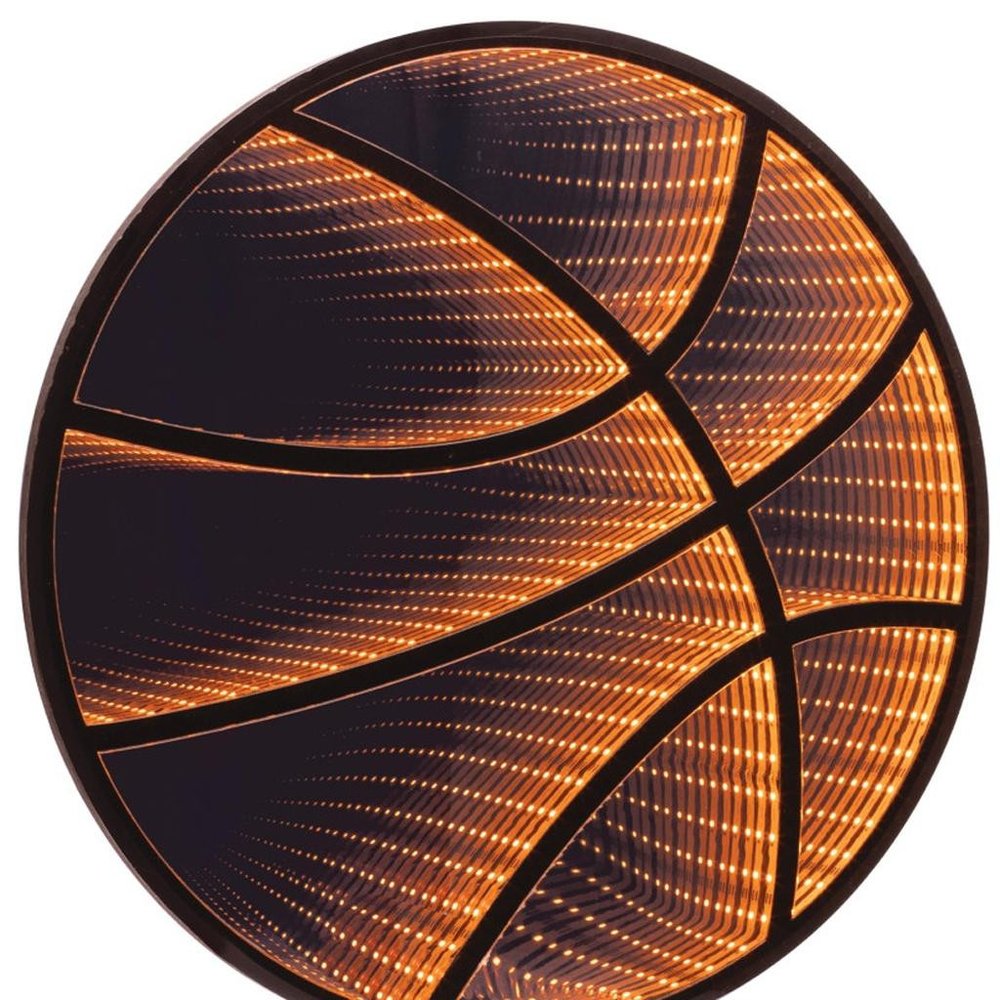 17" Black And Orange Acrylic Basketball Tabletop Sign with LED HomeRoots
