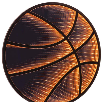 17" Black And Orange Acrylic Basketball Tabletop Sign with LED HomeRoots
