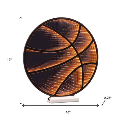 17" Black And Orange Acrylic Basketball Tabletop Sign with LED HomeRoots