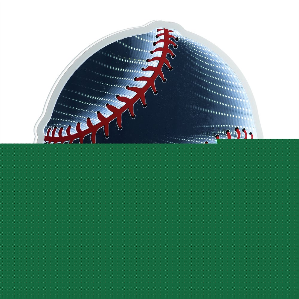 16" Red And White Acrylic Baseball Tabletop Sign with LED HomeRoots