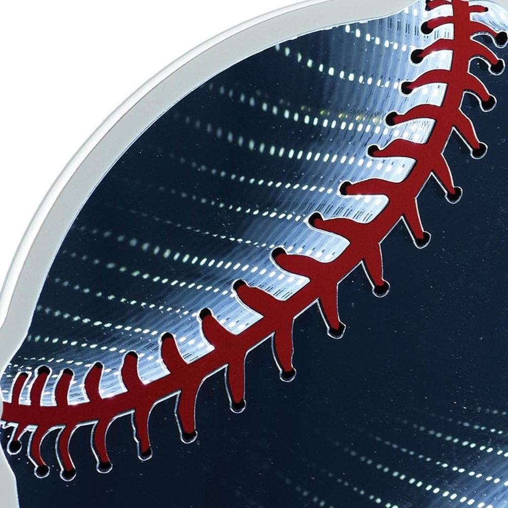 16" Red And White Acrylic Baseball Tabletop Sign with LED HomeRoots