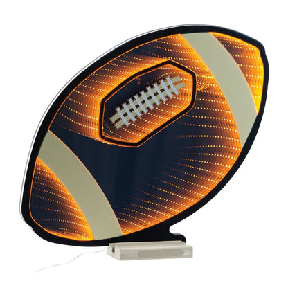 14" Black Orange And White Acrylic Football Tabletop Sign with LED HomeRoots