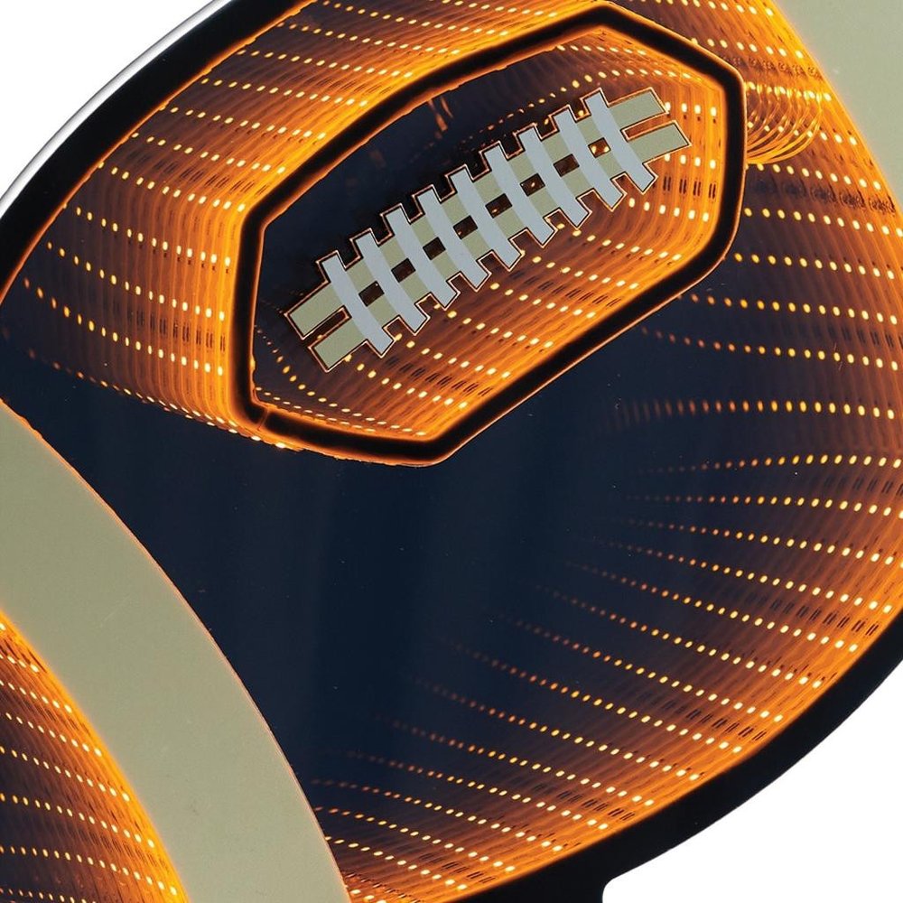 14" Black Orange And White Acrylic Football Tabletop Sign with LED HomeRoots