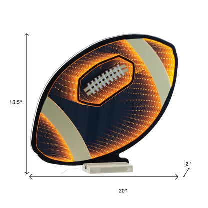 14" Black Orange And White Acrylic Football Tabletop Sign with LED HomeRoots
