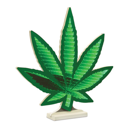 18" Green Acrylic Leaf Tabletop Sign with LED HomeRoots