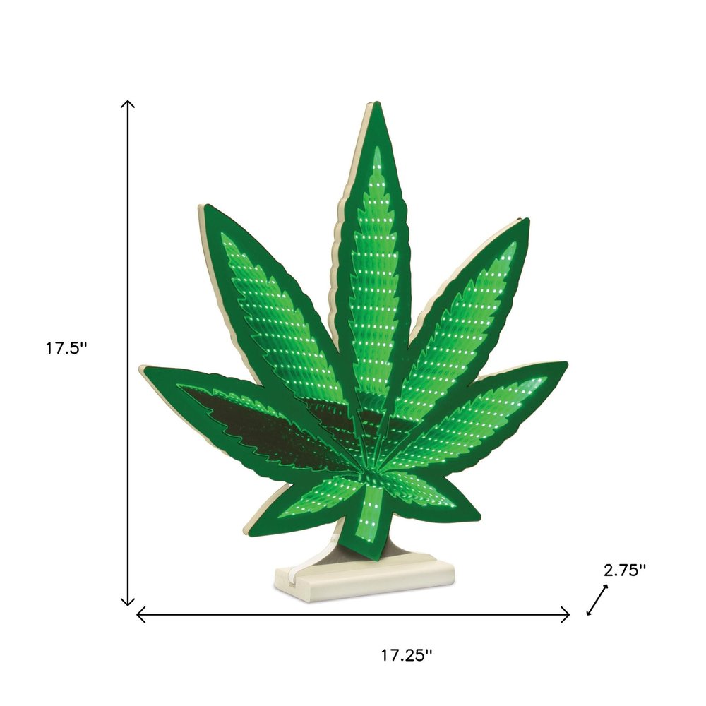 18" Green Acrylic Leaf Tabletop Sign with LED HomeRoots