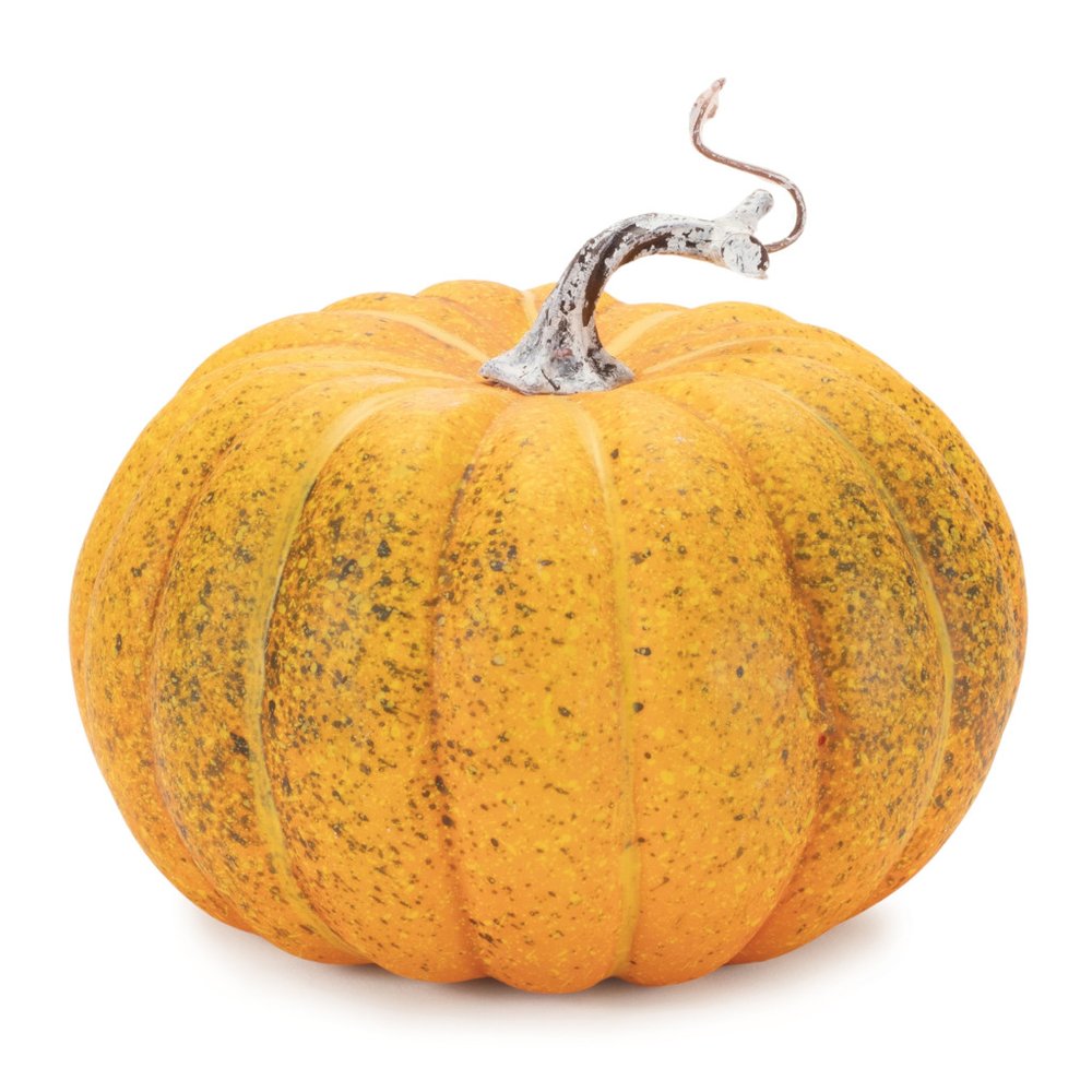 Set of Two Orange And Green Plastic Pumpkin Thanksgiving Pumpkin Tabletop Sculpture HomeRoots