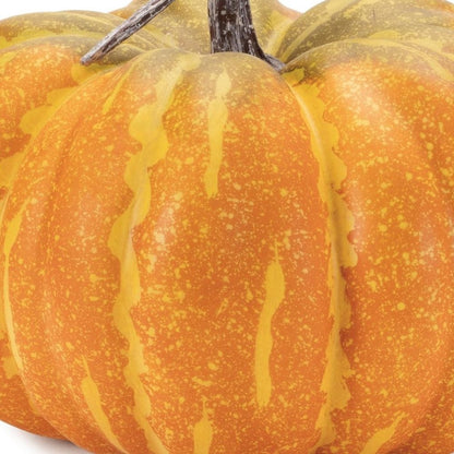 Set of Two Orange And Yellow Plastic Pumpkin Thanksgiving Pumpkin Tabletop Sculpture HomeRoots