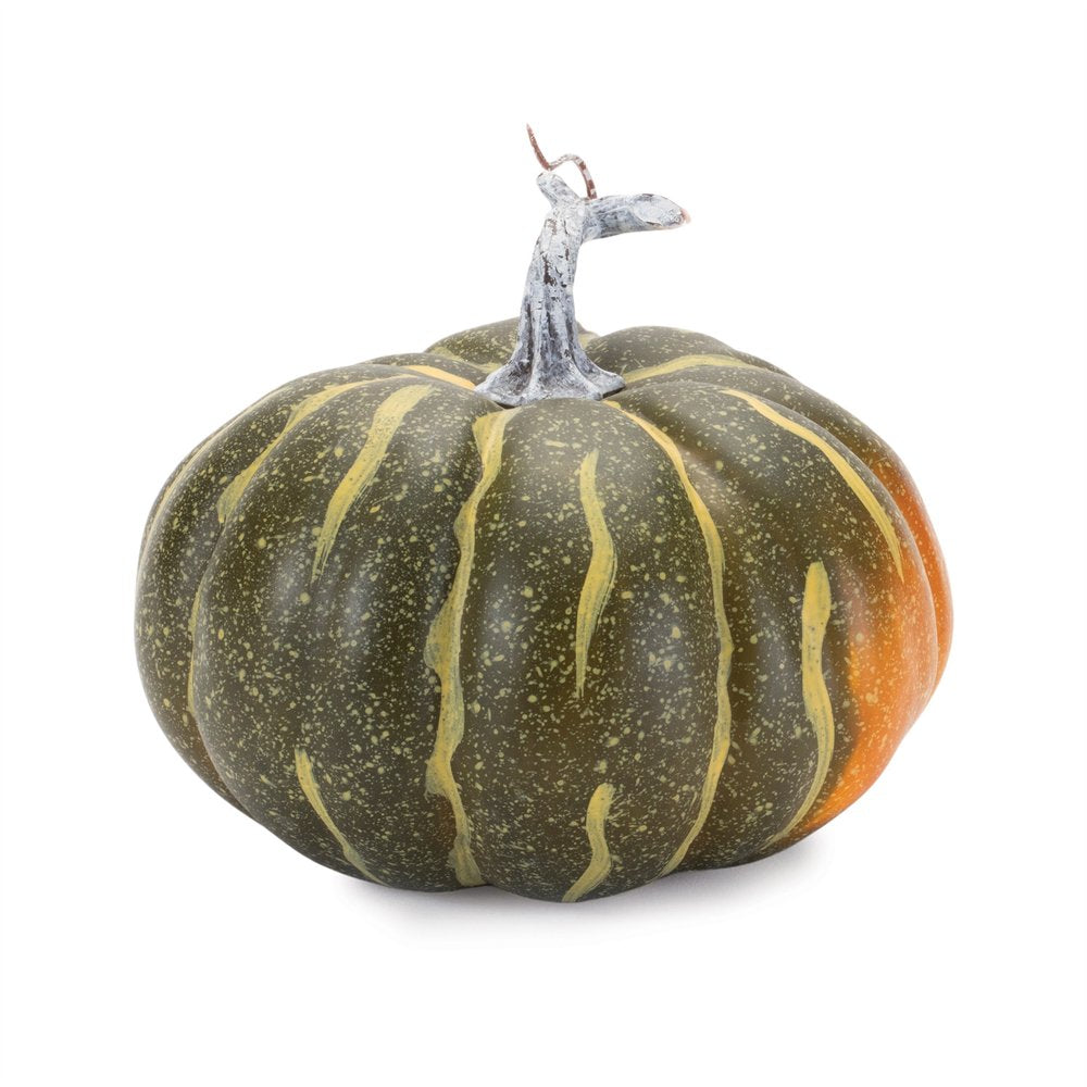Set of Two Green And Orange Plastic Pumpkin Thanksgiving Pumpkin Tabletop Sculpture HomeRoots