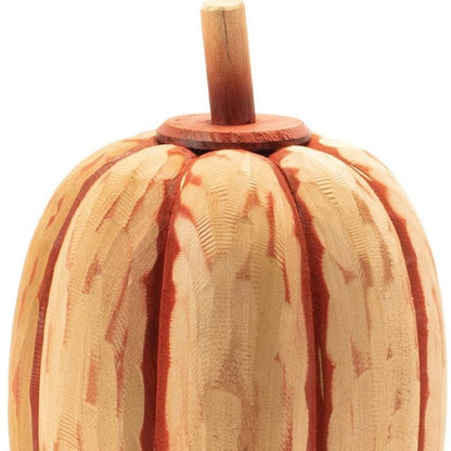 Set of Two Orange Wood Pumpkin Thanksgiving Pumpkin Tabletop Sculpture HomeRoots
