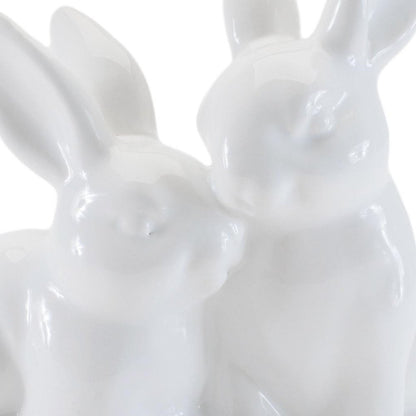 Set of Four White Ceramic Rabbit Figurine HomeRoots