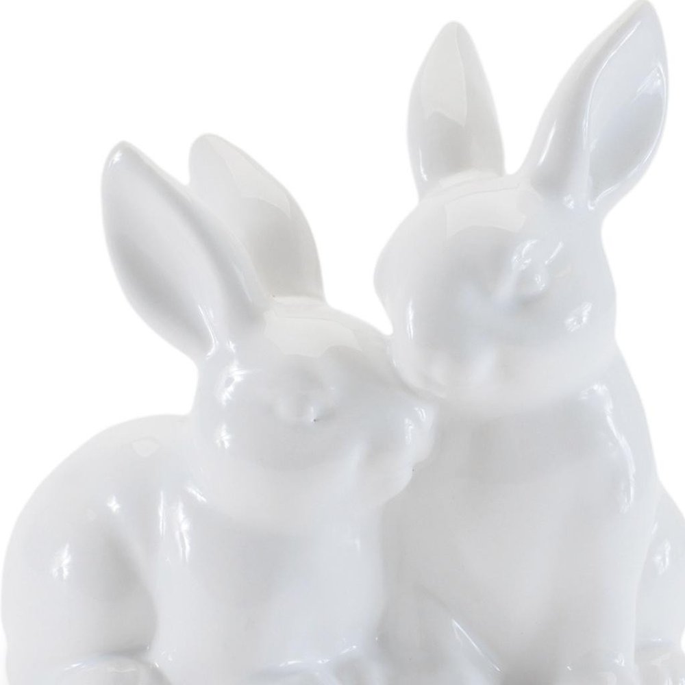 Set of Four White Ceramic Rabbit Figurine HomeRoots