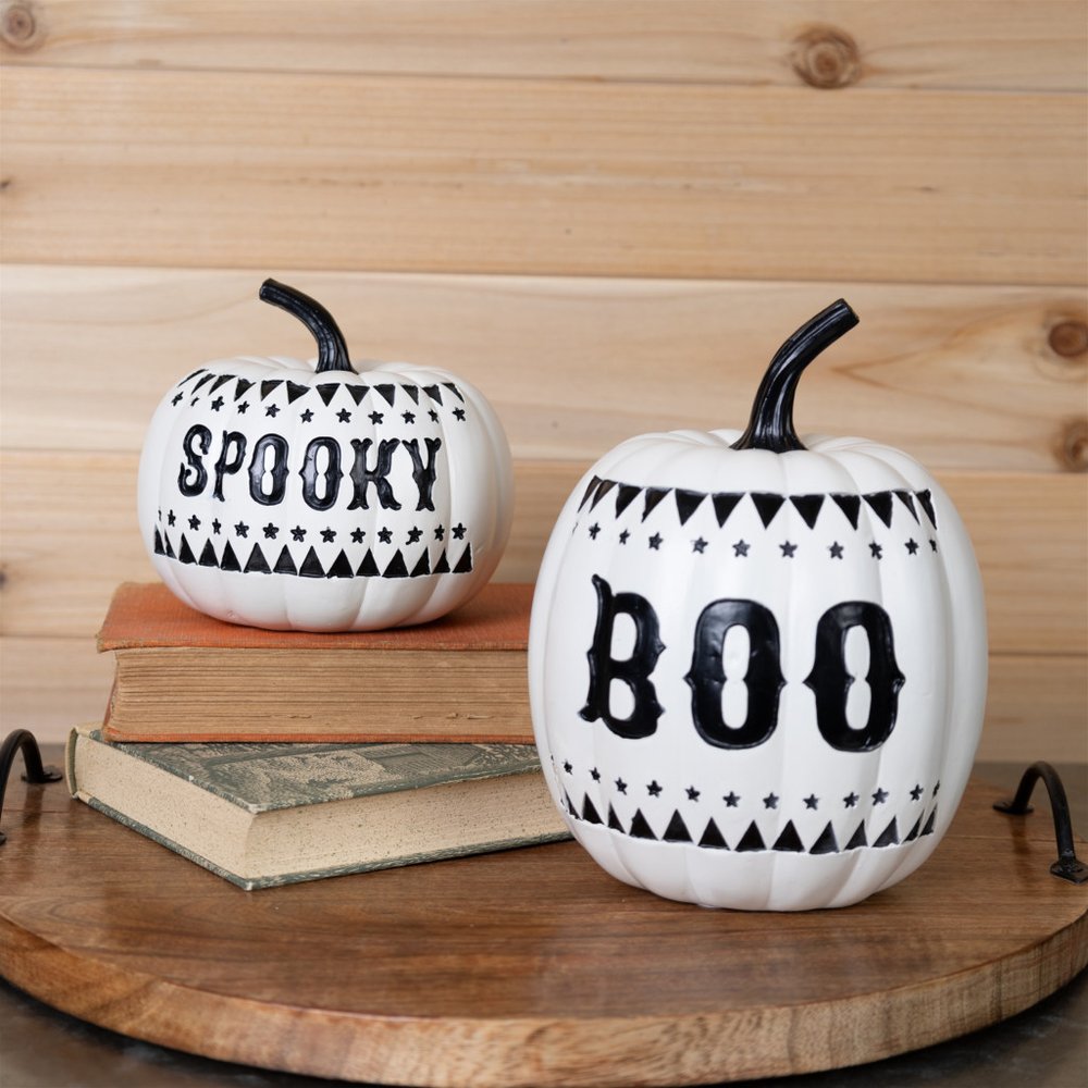 Set of Two White And Black Polyresin Tabletop Sculpture HomeRoots