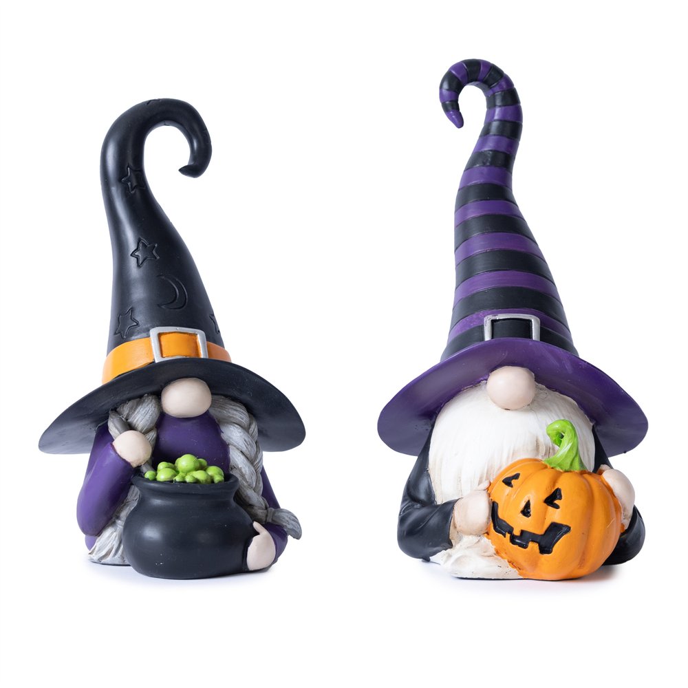 Set of Two Black Orange And Purple Polyresin Figurine HomeRoots