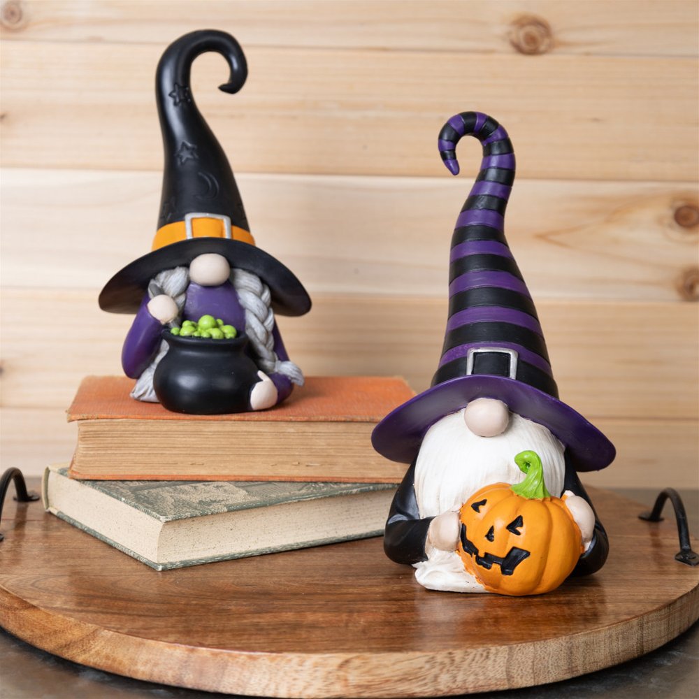 Set of Two Black Orange And Purple Polyresin Figurine HomeRoots