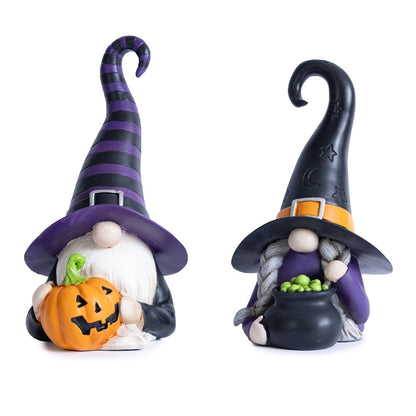 Set of Two Black Orange And Purple Polyresin Figurine HomeRoots