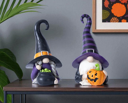 Set of Two Black Orange And Purple Polyresin Figurine HomeRoots