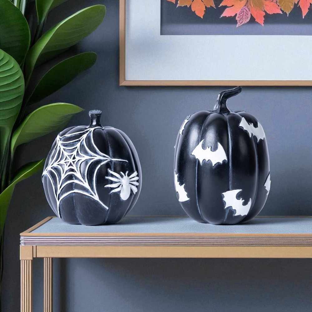 Set of Two Black And White Polyresin Tabletop Sculpture HomeRoots