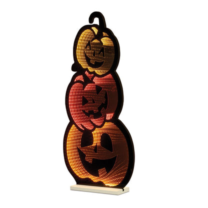 36" Orange Black And Yellow Acrylic Halloween Jack-O-Lantern Tabletop Sign with LED HomeRoots