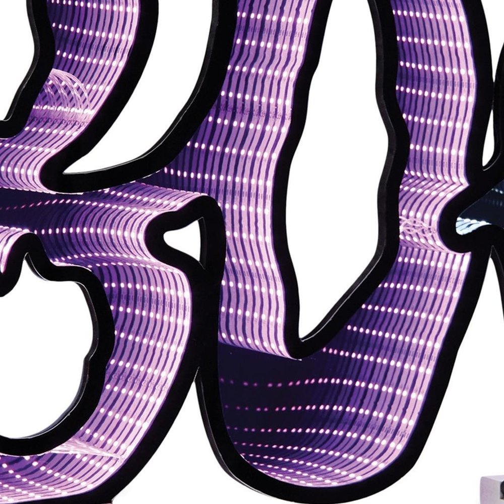 16" Purple Black And White Acrylic Halloween Ghost Tabletop Sign with LED HomeRoots