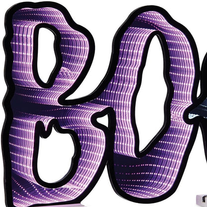 16" Purple Black And White Acrylic Halloween Ghost Tabletop Sign with LED HomeRoots