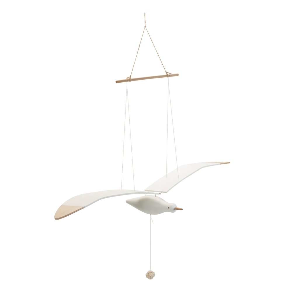 37" White And Natural Hanging Seagull Decorative Sculpture HomeRoots