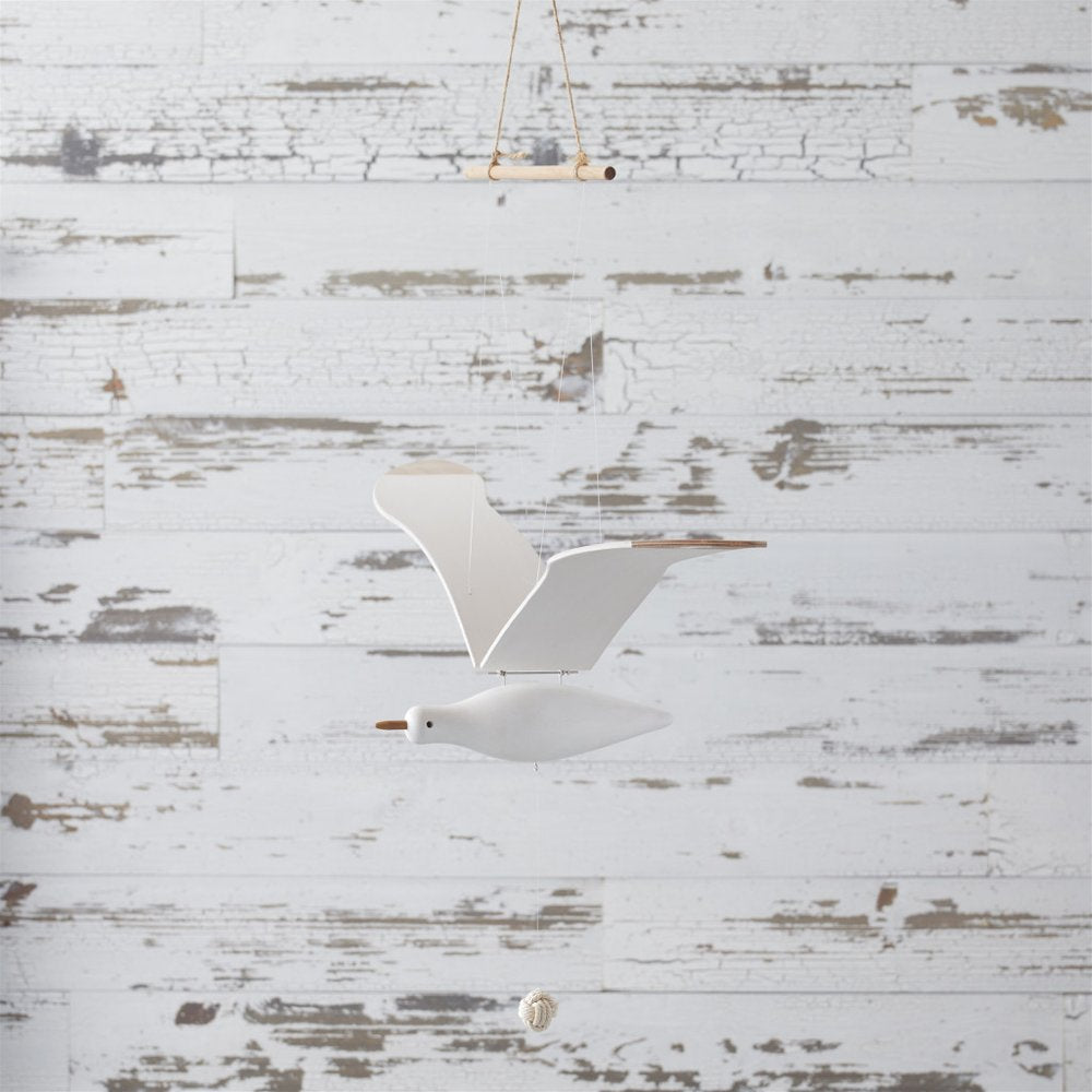 37" White And Natural Hanging Seagull Decorative Sculpture HomeRoots