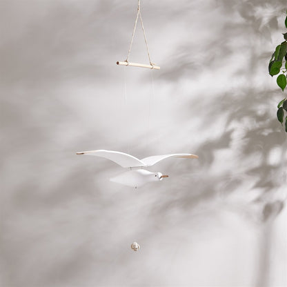 37" White And Natural Hanging Seagull Decorative Sculpture HomeRoots