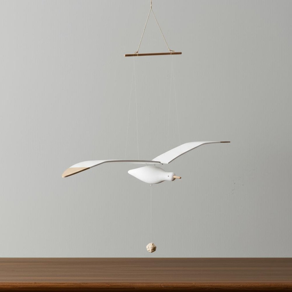 37" White And Natural Hanging Seagull Decorative Sculpture HomeRoots