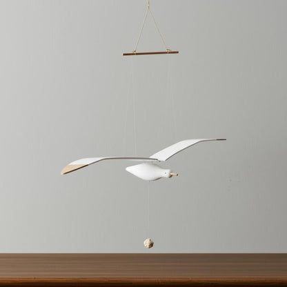 37" White And Natural Hanging Seagull Decorative Sculpture HomeRoots