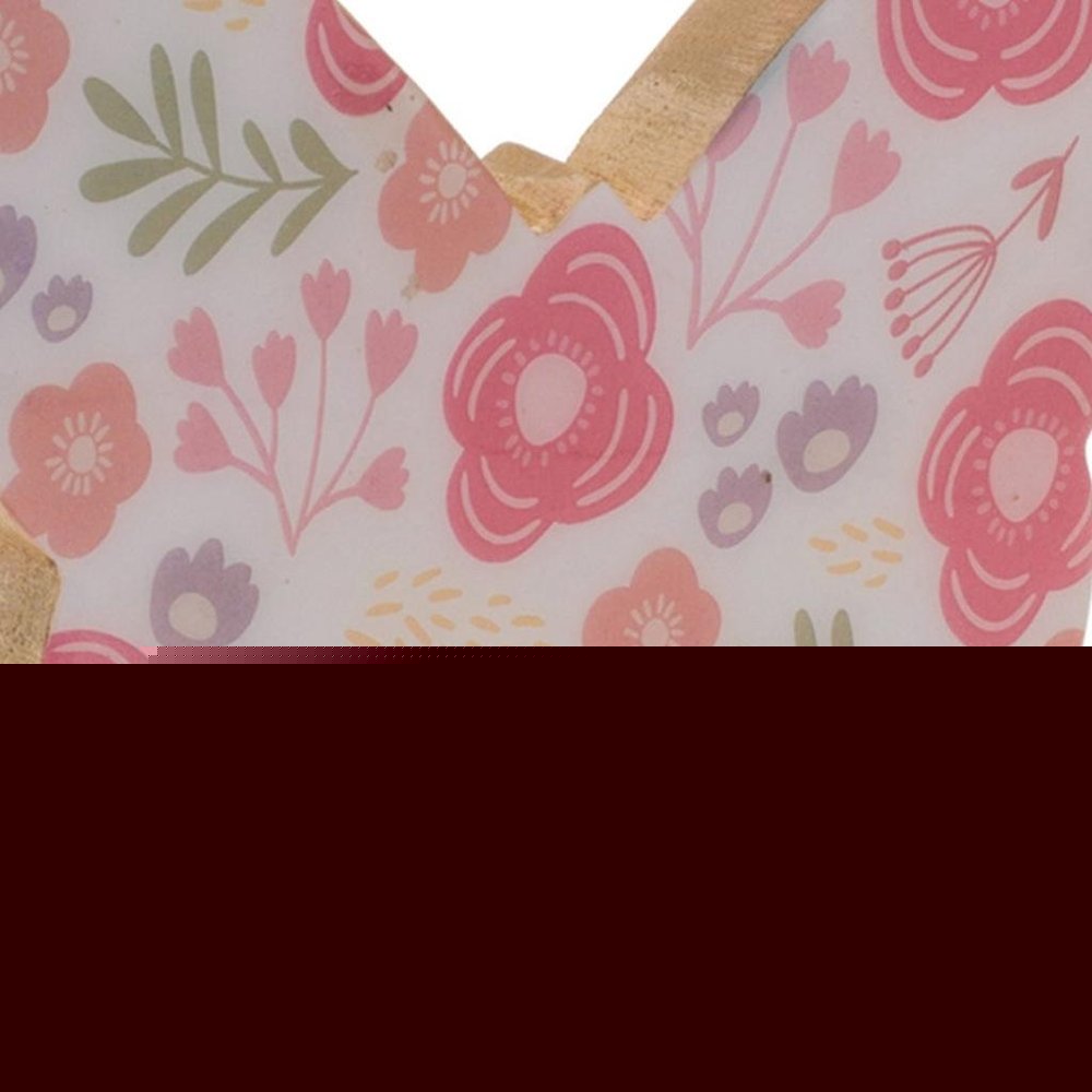 Set of Two White And Pink Wood Butterfly Tabletop Sculptures HomeRoots