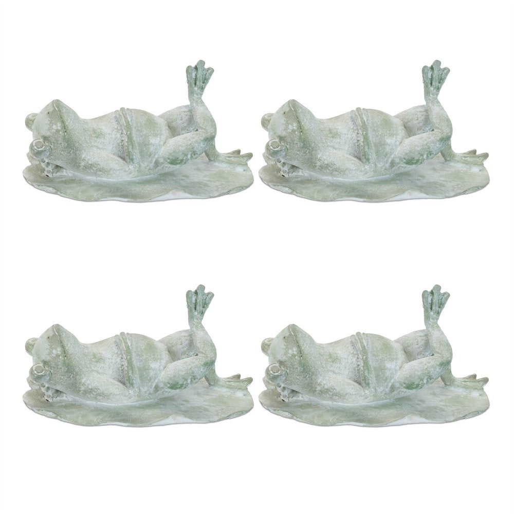 Set of Four Green Polyresin Frog Figurine HomeRoots