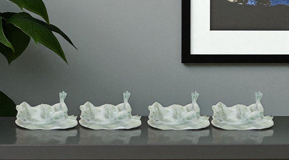 Set of Four Green Polyresin Frog Figurine HomeRoots