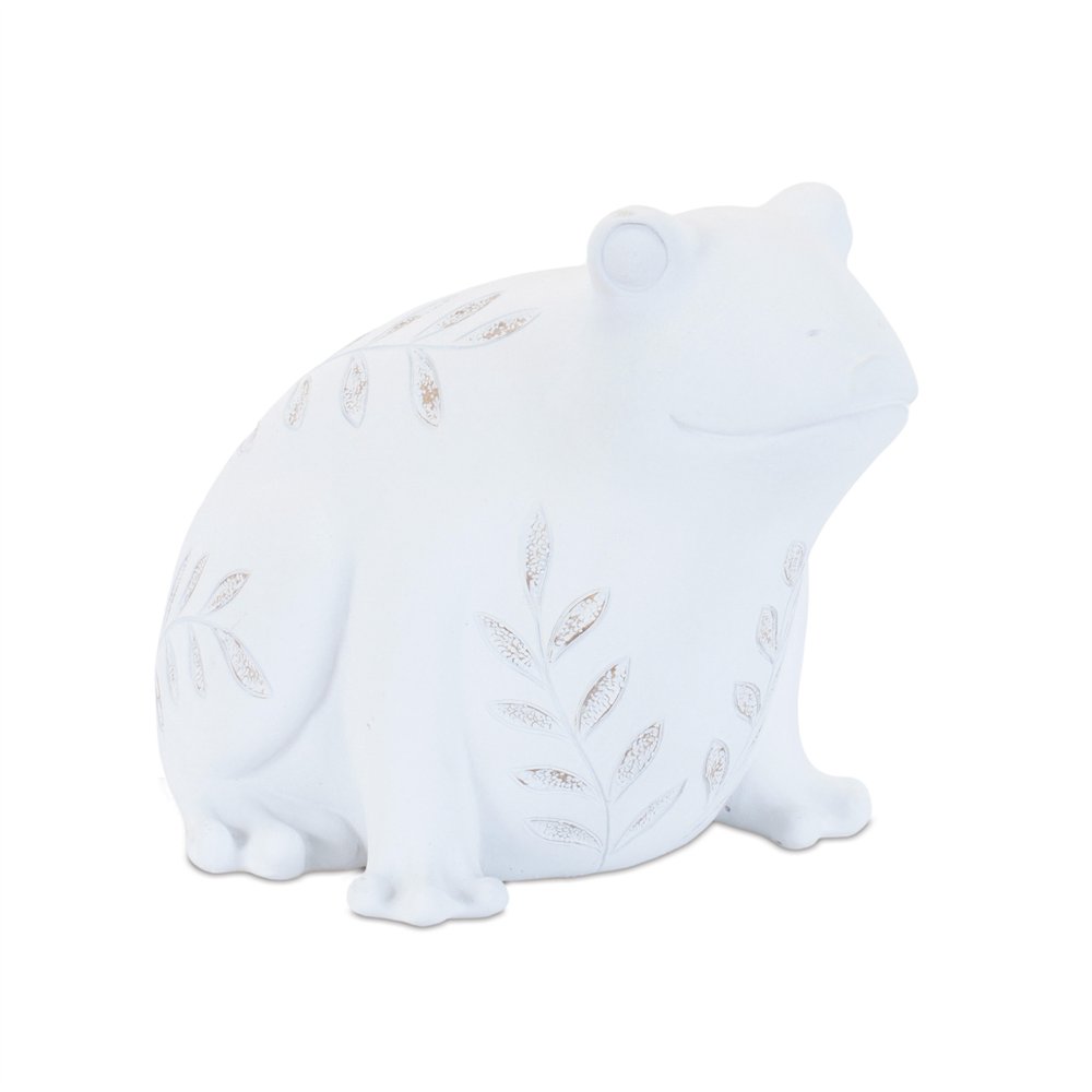 Set of Two White Polyresin Frog And Turtle Figurines HomeRoots
