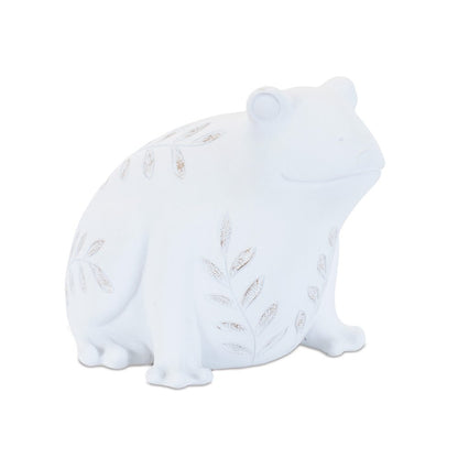 Set of Two White Polyresin Frog And Turtle Figurines HomeRoots