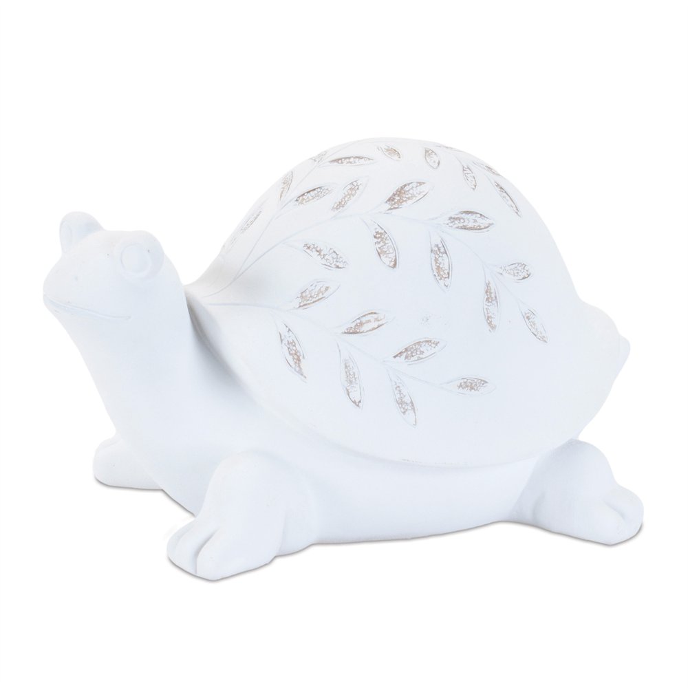 Set of Two White Polyresin Frog And Turtle Figurines HomeRoots
