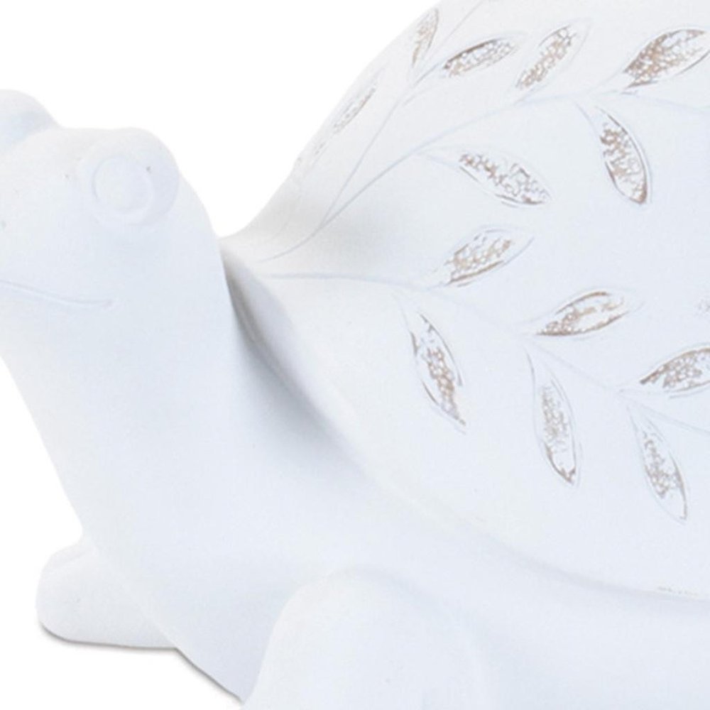 Set of Two White Polyresin Frog And Turtle Figurines HomeRoots