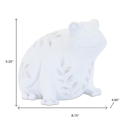 Set of Two White Polyresin Frog And Turtle Figurines HomeRoots