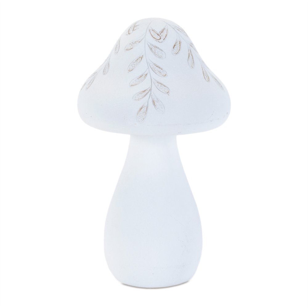 Set of Two White Polyresin Mushroom Tabletop Sculpture HomeRoots