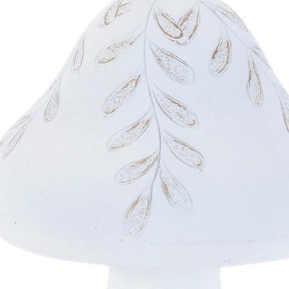 Set of Two White Polyresin Mushroom Tabletop Sculpture HomeRoots