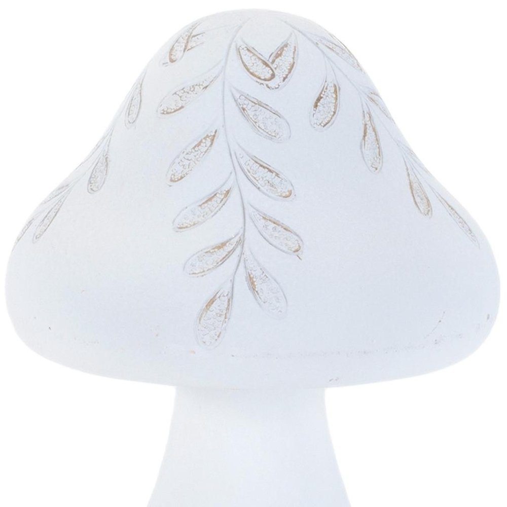 Set of Two White Polyresin Mushroom Tabletop Sculpture HomeRoots