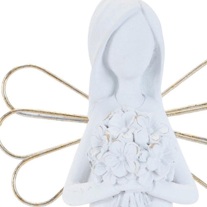 Set of Two White And Gold Polyresin Angel Figurine HomeRoots