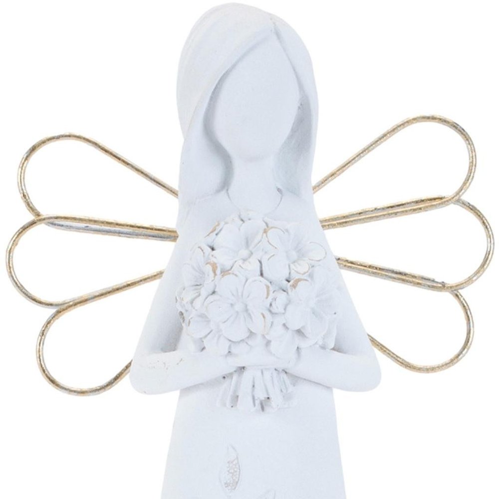 Set of Two White And Gold Polyresin Angel Figurine HomeRoots