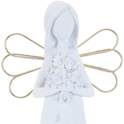 Set of Two White And Gold Polyresin Angel Figurine HomeRoots